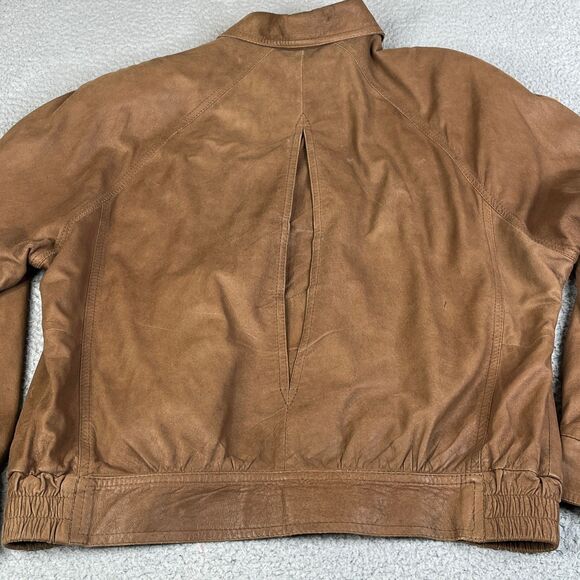 Remy Bomber Leather Jacket Mens 42 Tan Brown Suede Full Zip Lined USA Vintage - Picture 6 of 16